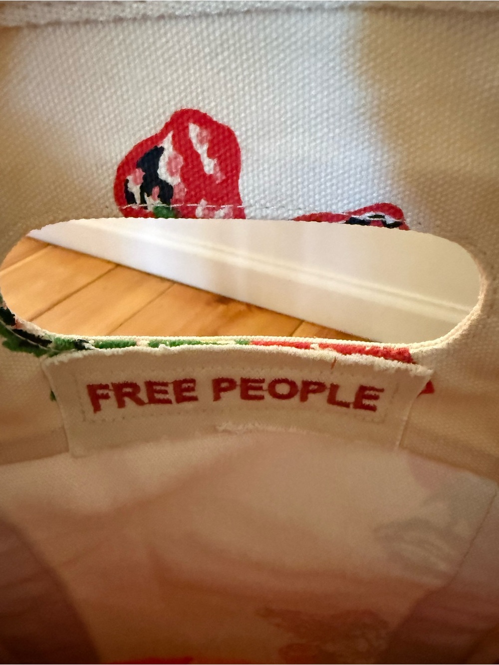 Free People | Printed Caravan Tote | Strawberry | Large Tote Bag - Picture 9 of 12
